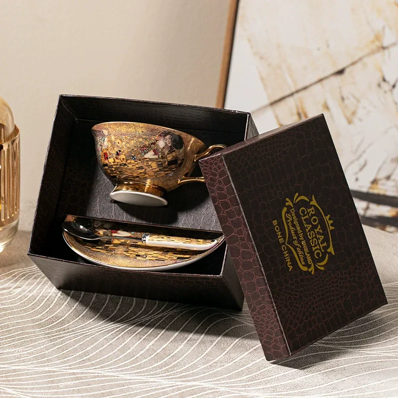 Bone China Coffee Mug Set, Ceramic Tea Set, Klimt Kiss, Luxury Gifts, Porcelain Drinkware, Tea Cups with Spoon Tray, Gift Box
Bone China Coffee Mug Set, Ceramic Tea Set, Klimt Kiss, Luxury Gifts, Porcelain Drinkware, Tea Cups with Spoon Tray, Gift Box