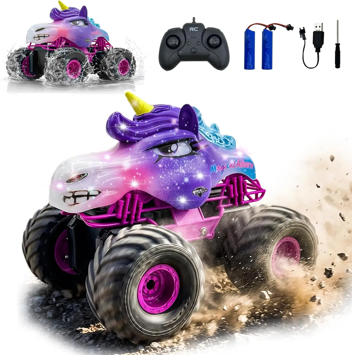 Unicorn RC Car for Girls 1:18 Amphibious Off-Road Remote Control Truck with LED Lights All-Terrain
Unicorn RC Car for Girls 1:18 Amphibious Off-Road Remote Control Truck with LED Lights All-Terrain