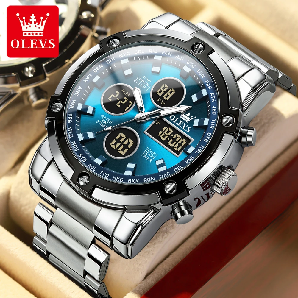 OLEVS Brand LED Display Men's Watches Stainless Steel Waterproof Quartz Wristwatch Trend Fashion Sports Original Man Watch
OLEVS Brand LED Display Men's Watches Stainless Steel Waterproof Quartz Wristwatch Trend Fashion Sports Original Man Watch
