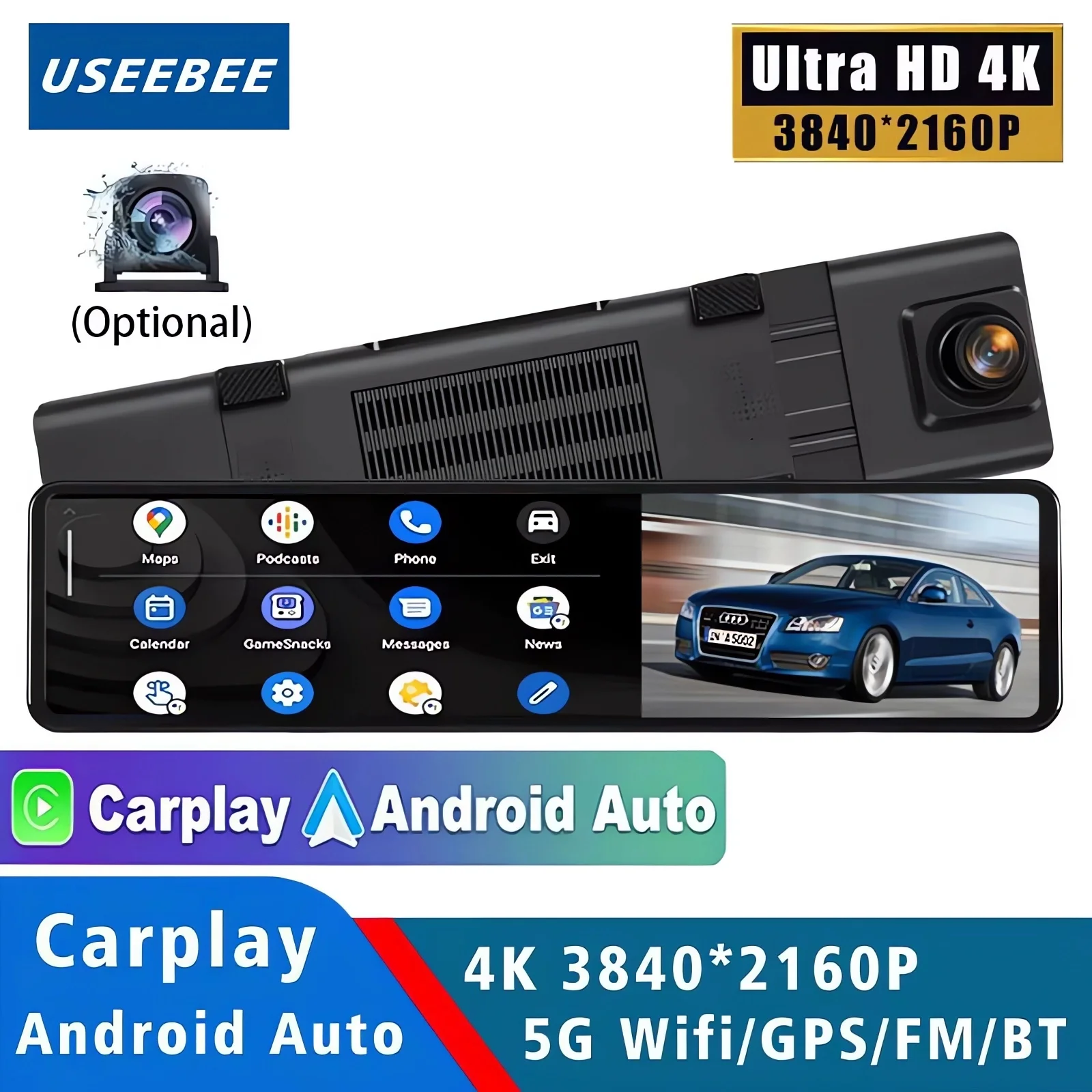 4K 3840*2160P Dash Cam Carplay Android Auto Car DVR Dual Lens Wifi GPS BT FM Video Drive Recorder Stream Mirror Dashcam Camera
4K 3840*2160P Dash Cam Carplay Android Auto Car DVR Dual Lens Wifi GPS BT FM Video Drive Recorder Stream Mirror Dashcam Camera