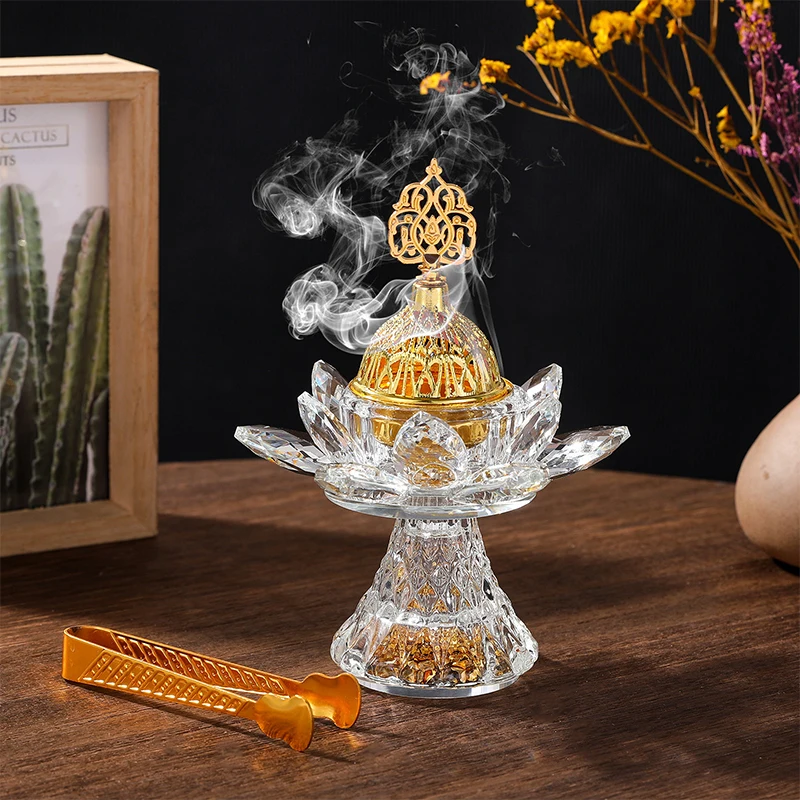 Gold Bright Diamond Lotus Crystal Glass Incense Burner Middle East Aromatherapy Living Room Decoration Arabic Glass Incense Burn
Gold Bright Diamond Lotus Crystal Glass Incense Burner Middle East Aromatherapy Living Room Decoration Arabic Glass Incense Burn