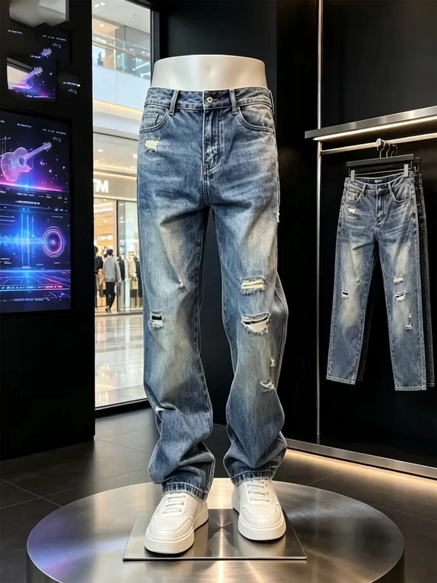 Retro Blue Slim Fit Ripped Jeans Men's Summer Thin American Style Slimming Guangzhou Xintang Straight Leg Jeans
Retro Blue Slim Fit Ripped Jeans Men's Summer Thin American Style Slimming Guangzhou Xintang Straight Leg Jeans