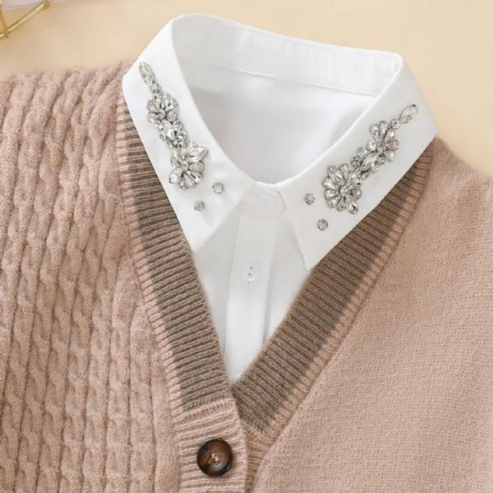 Elegant White Chiffon Fake Collar Handmade Beaded Rhinestone Detachable Collar Chiffon Fake Collar Women
Elegant White Chiffon Fake Collar Handmade Beaded Rhinestone Detachable Collar Chiffon Fake Collar Women