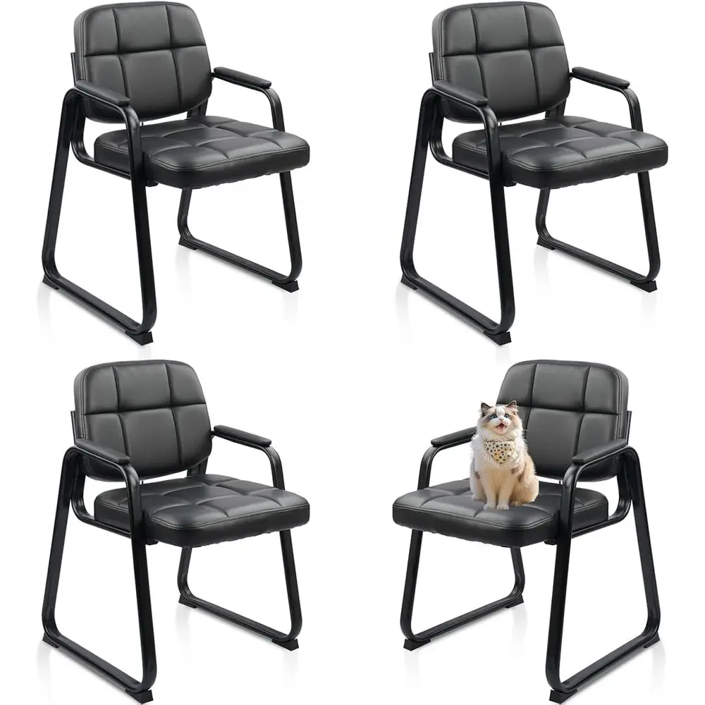 Leather Padded Arm Chairs with Sled Base for Office Reception and Conference Rooms, Set of 4
Leather Padded Arm Chairs with Sled Base for Office Reception and Conference Rooms, Set of 4
