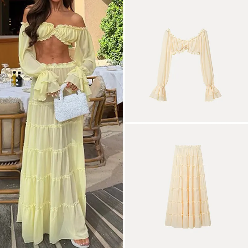Fashionable Sexy One-Shoulder Long Skirt Set Women's Summer New Arrival High Waist Long Sleeve Clothing Two-Piece Suit
Fashionable Sexy One-Shoulder Long Skirt Set Women's Summer New Arrival High Waist Long Sleeve Clothing Two-Piece Suit