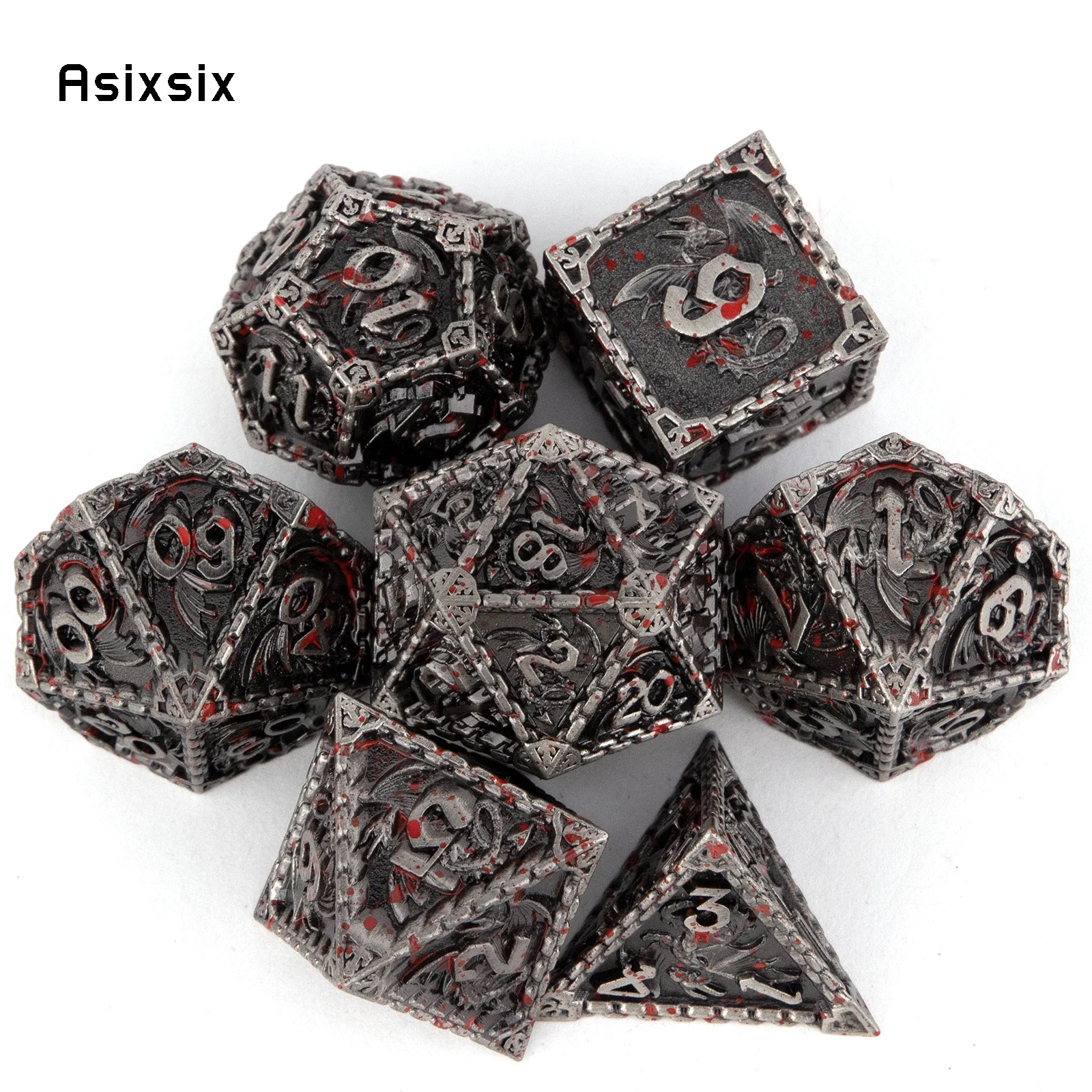 7 Pcs Black Red Dragon Metal Dice Solid Metal Polyhedral Dice Set Suitable for Role-Playing RPG Board Game Card Game
7 Pcs Black Red Dragon Metal Dice Solid Metal Polyhedral Dice Set Suitable for Role-Playing RPG Board Game Card Game