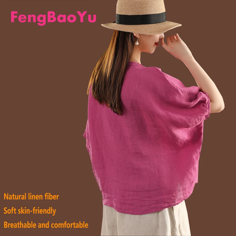 100% Natural Linen Lady's Shirt - Five-Piece Sleeve Round Collar Top - Retro Elegant Casual Shirt for Summer, Cool Comfortable
100% Natural Linen Lady's Shirt - Five-Piece Sleeve Round Collar Top - Retro Elegant Casual Shirt for Summer, Cool Comfortable