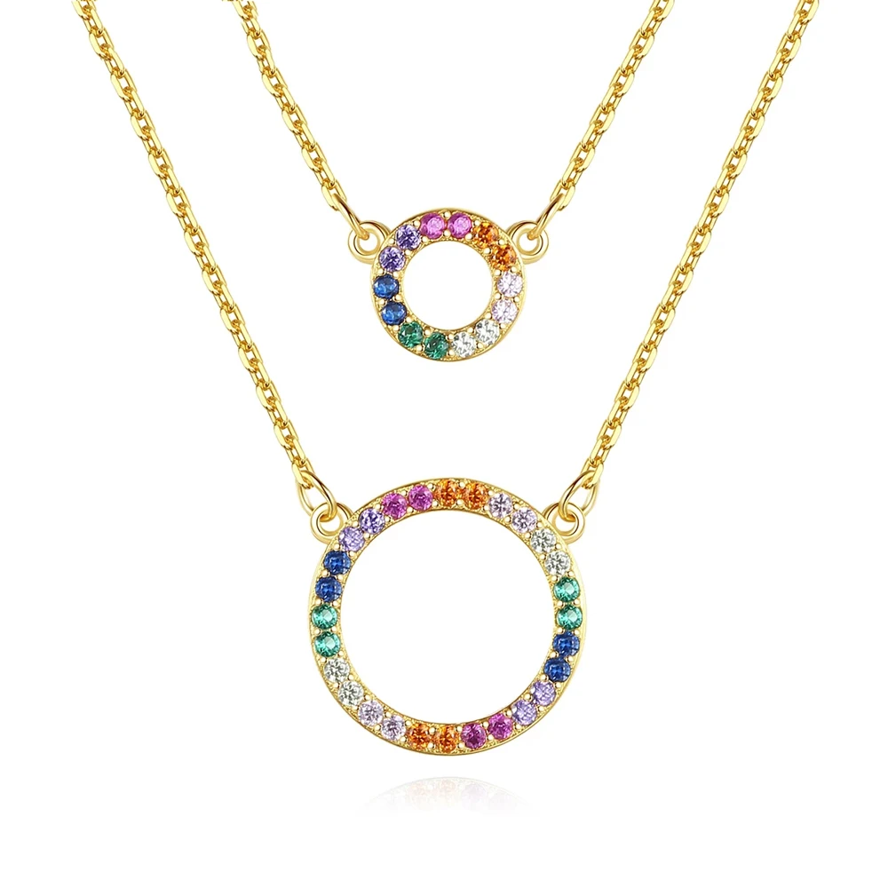 Genuine 925 Sterling Silver Multicolor Round Pendant Necklace for Women Silver Double Layers Female Necklaces Jewelry
Genuine 925 Sterling Silver Multicolor Round Pendant Necklace for Women Silver Double Layers Female Necklaces Jewelry