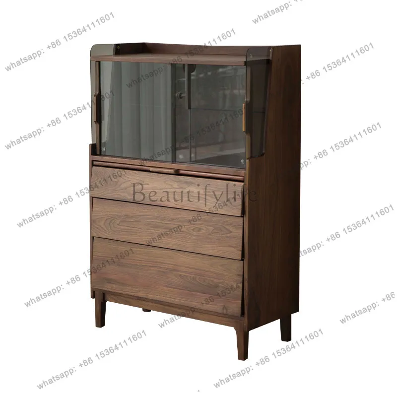 Nordic black walnut solid wood chest side bedroom dresser
Nordic black walnut solid wood chest side bedroom dresser