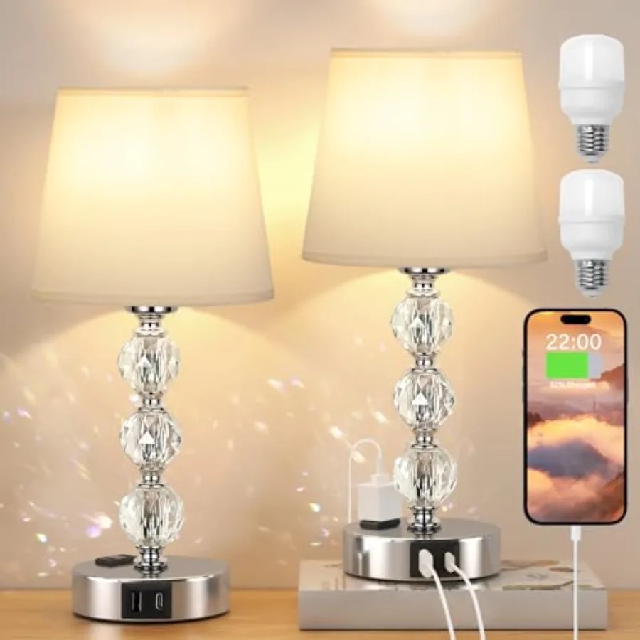 Crystal Table Lamp Set of 2 for Bedroom/Living Room
Crystal Table Lamp Set of 2 for Bedroom/Living Room