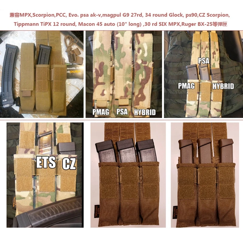 Тактический наружный охотничий тройной журнал KRISS/MP5/MP7 модульная сумка для перевозки магазинов оборудование для стрельбы Molle
Тактический наружный охотничий тройной журнал KRISS/MP5/MP7 модульная сумка для перевозки магазинов оборудование для стрельбы Molle