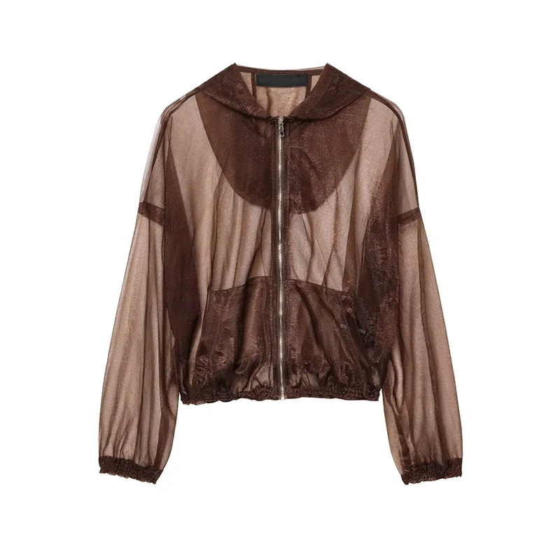 YENKYE New 2025 Women Semi-sheer Organza Hooded Jacket Front Zipper Long Sleeve Casual Loose Short Outerwear
YENKYE New 2025 Women Semi-sheer Organza Hooded Jacket Front Zipper Long Sleeve Casual Loose Short Outerwear