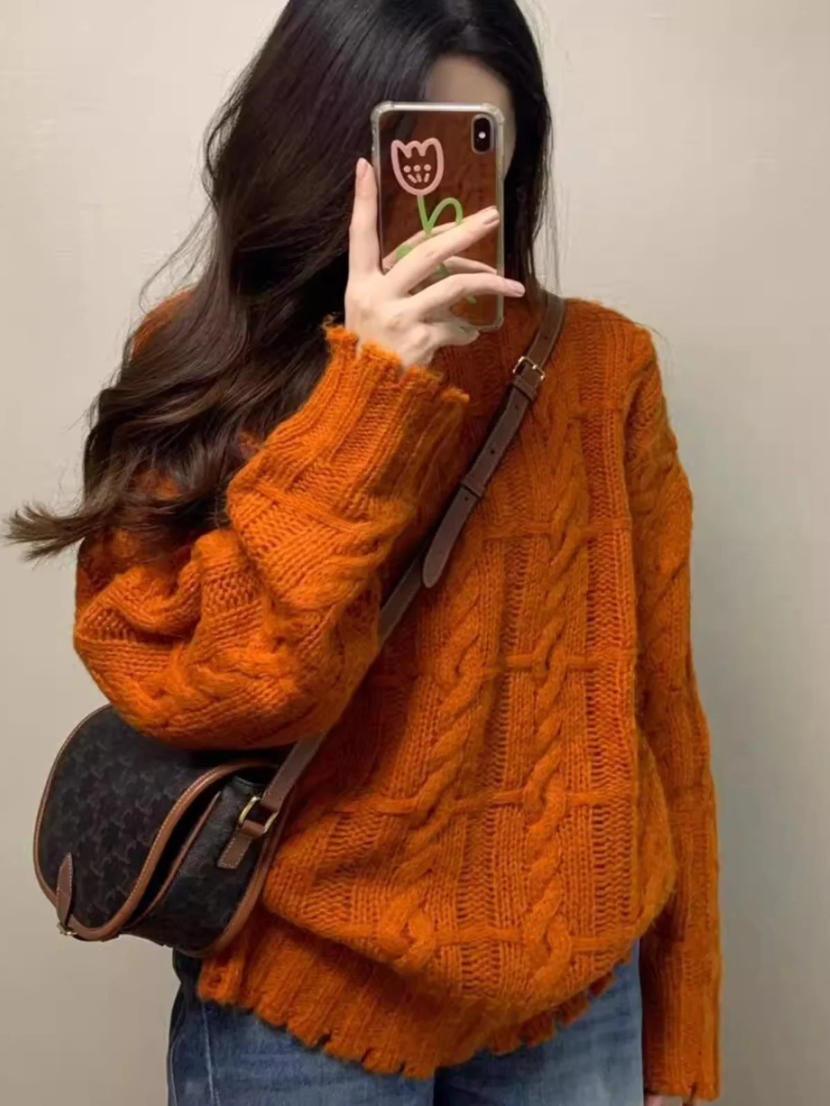 Ретро-свитер женский вязаный оранжевый с узором «Тыква», осенне-зимний, повседневный, мягкий, уютный, вязаный топ в стиле «ленивый шик», модный женский свитер
Ретро-свитер женский вязаный оранжевый с узором «Тыква», осенне-зимний, повседневный, мягкий, уютный, вязаный топ в стиле «ленивый шик», модный женский свитер