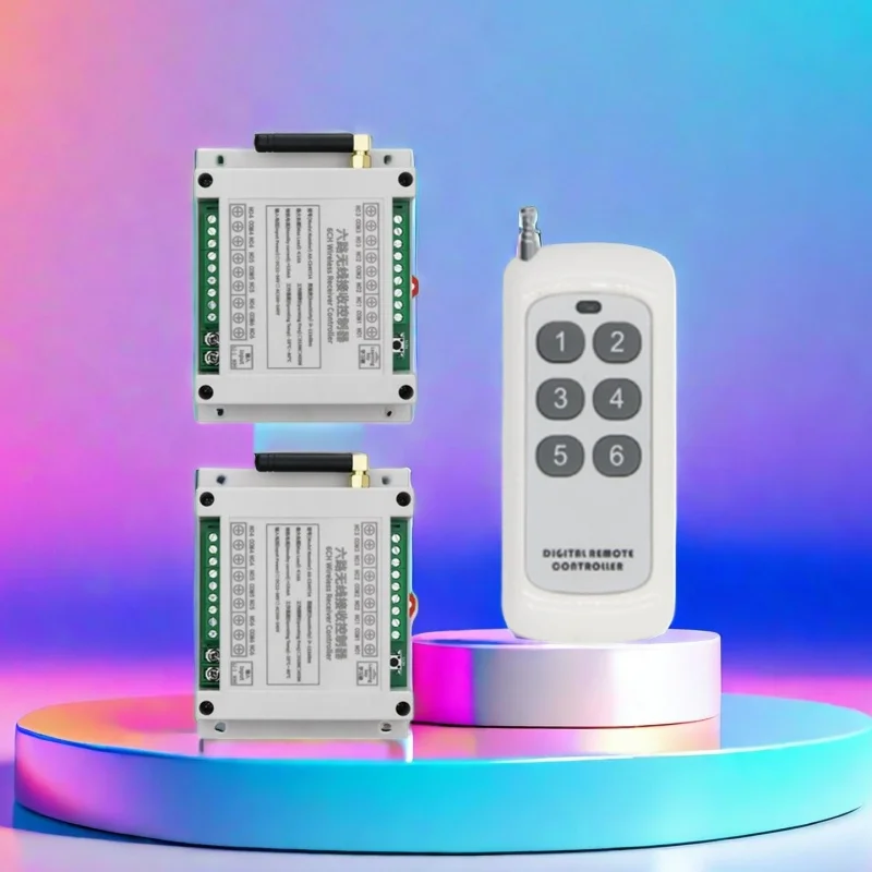 RF Remote Control Switch 12V- 36V DC Wide Voltage 6-channel Receiver, Suitable for Cranes, Pumps, Motors, and Lighting Equipment
RF Remote Control Switch 12V- 36V DC Wide Voltage 6-channel Receiver, Suitable for Cranes, Pumps, Motors, and Lighting Equipment