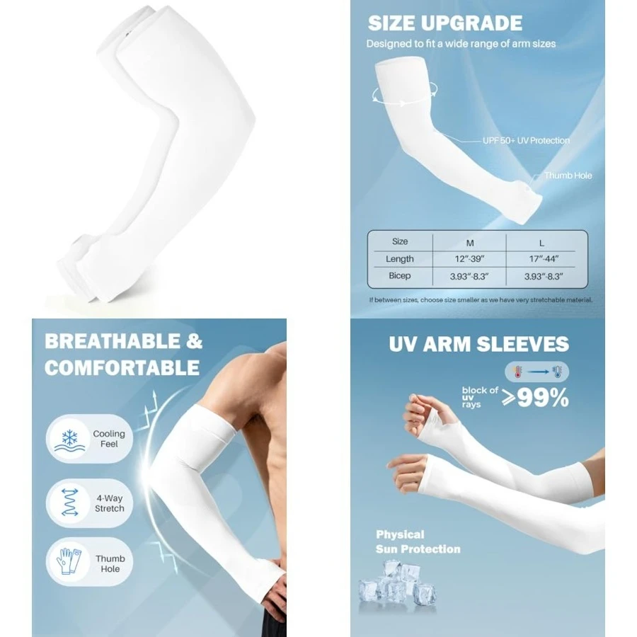 Arm Sleeves for Men Women Warmers Tattoo Cover Up Sun UV Protect UPF 50,Medium,White
Arm Sleeves for Men Women Warmers Tattoo Cover Up Sun UV Protect UPF 50,Medium,White