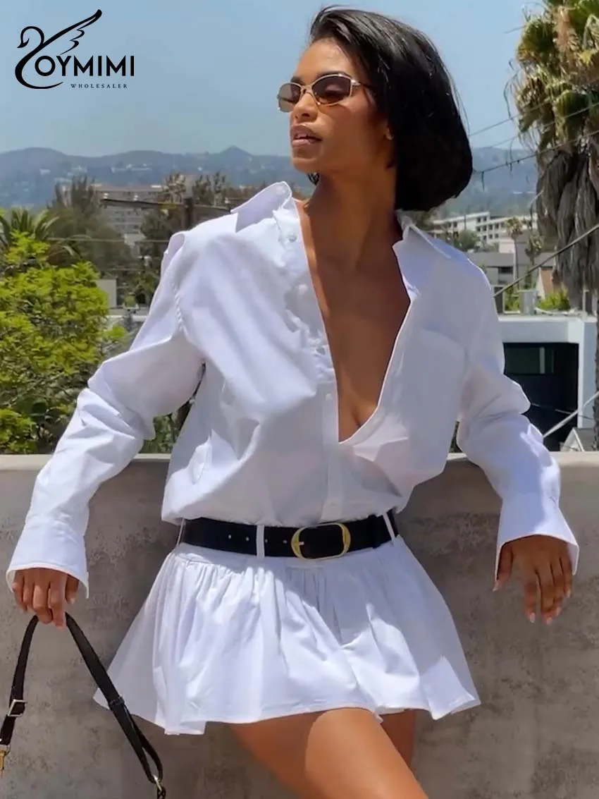 Oymimi Fashion White Cotton Womens Dresses Elegant Lapel Long Sleeve Single Breasted Dresses Casual High Waist Mini Dress Female
Oymimi Fashion White Cotton Womens Dresses Elegant Lapel Long Sleeve Single Breasted Dresses Casual High Waist Mini Dress Female