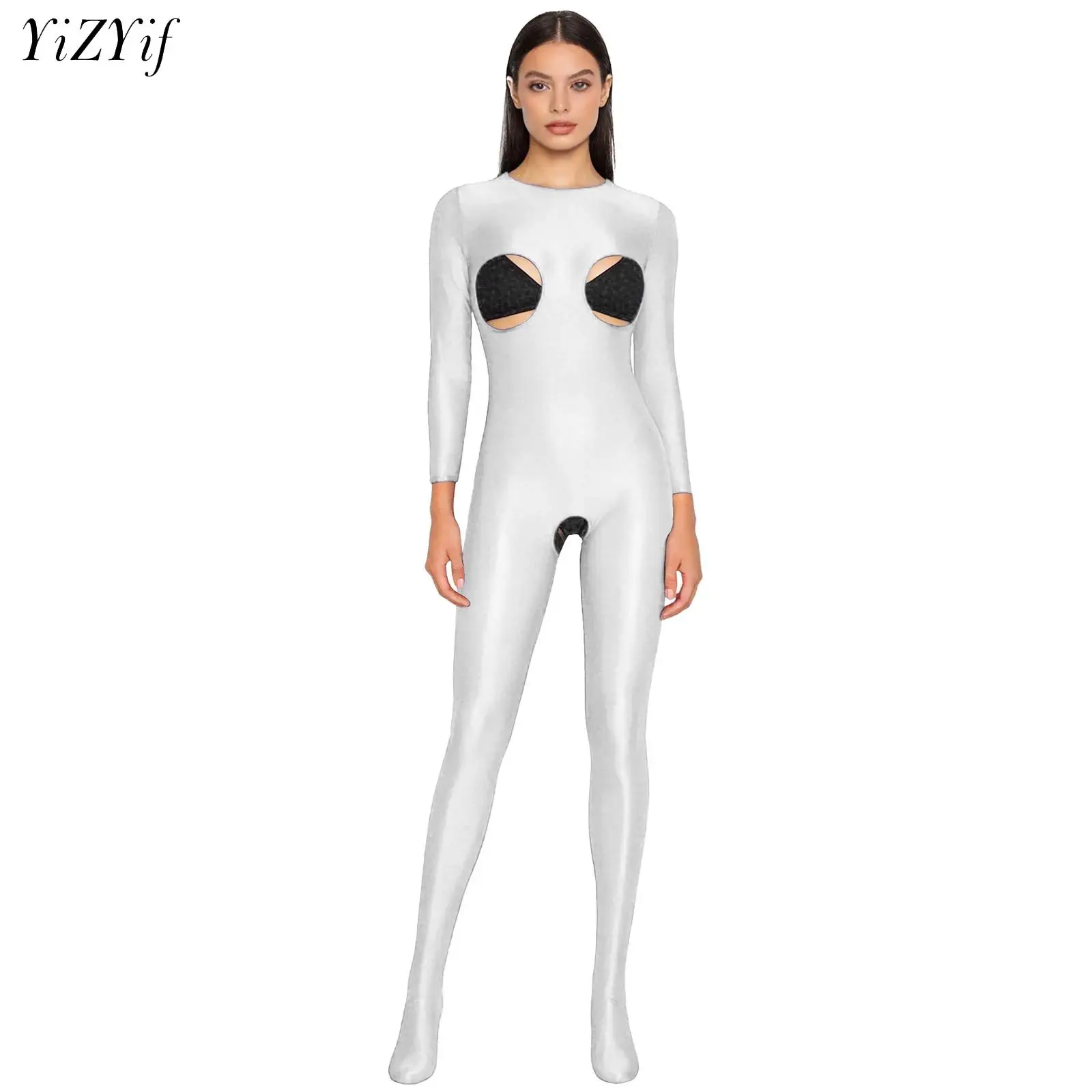 Women's Glossy Stretchy Jumpsuit Lingerie Cutout Cup Open Crotchless Long Sleeve Footed Bodysuit Tights Nightwear Rave Clubwear
Women's Glossy Stretchy Jumpsuit Lingerie Cutout Cup Open Crotchless Long Sleeve Footed Bodysuit Tights Nightwear Rave Clubwear