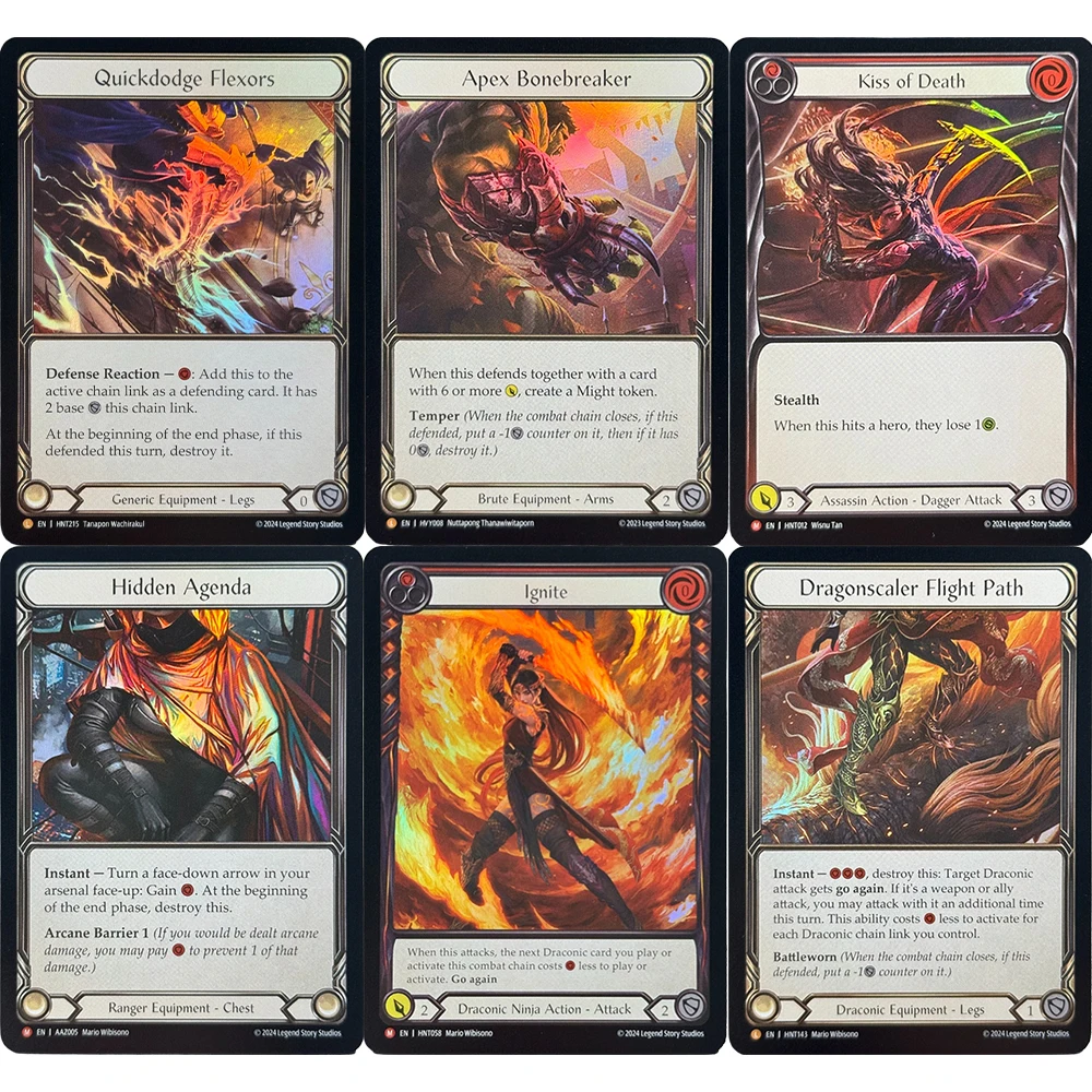 FAB Reglar Foil Game Cards Quickdodge Flexors Kiss of Death Hidden Agenda Ignite Apex Bonebreaker TCG Proxy Toys Gifts Cards
FAB Reglar Foil Game Cards Quickdodge Flexors Kiss of Death Hidden Agenda Ignite Apex Bonebreaker TCG Proxy Toys Gifts Cards