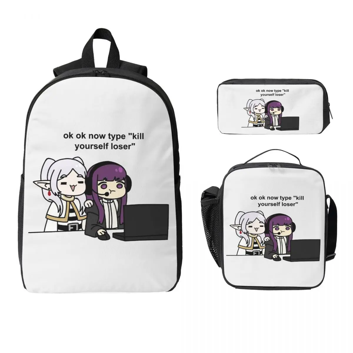 Gamer Fern And Frieren Classic Backpack Boys Girls BookBag School Bag Computer Shoulder Bags 3ps Insulated Lunch Bag Pencil Case
Gamer Fern And Frieren Classic Backpack Boys Girls BookBag School Bag Computer Shoulder Bags 3ps Insulated Lunch Bag Pencil Case