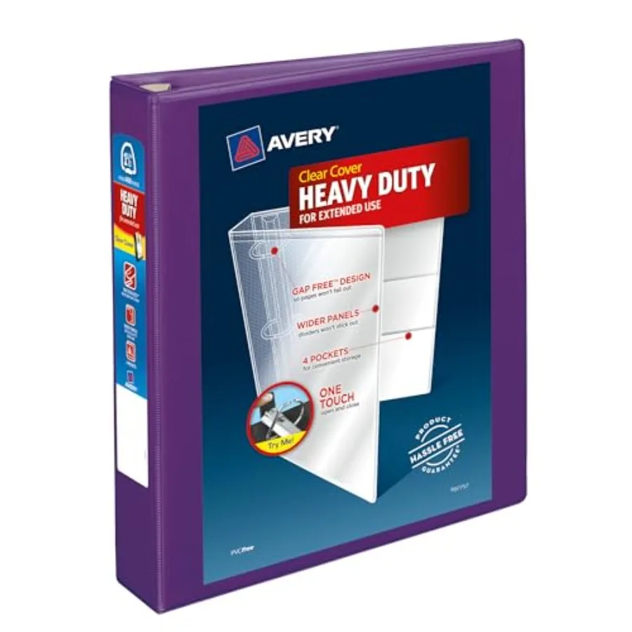 Heavy-Duty View 3 Ring Binder, 1.5" One Touch EZD Rings, 1 Purple Binder 79774
Heavy-Duty View 3 Ring Binder, 1.5" One Touch EZD Rings, 1 Purple Binder 79774
