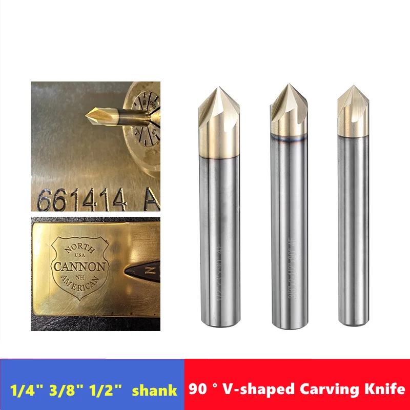 90 ° V-shaped carving knife (1/4 3/8 1/2 inch) shank wood aluminum copper density board carving V-groove milling cutter
90 ° V-shaped carving knife (1/4 3/8 1/2 inch) shank wood aluminum copper density board carving V-groove milling cutter