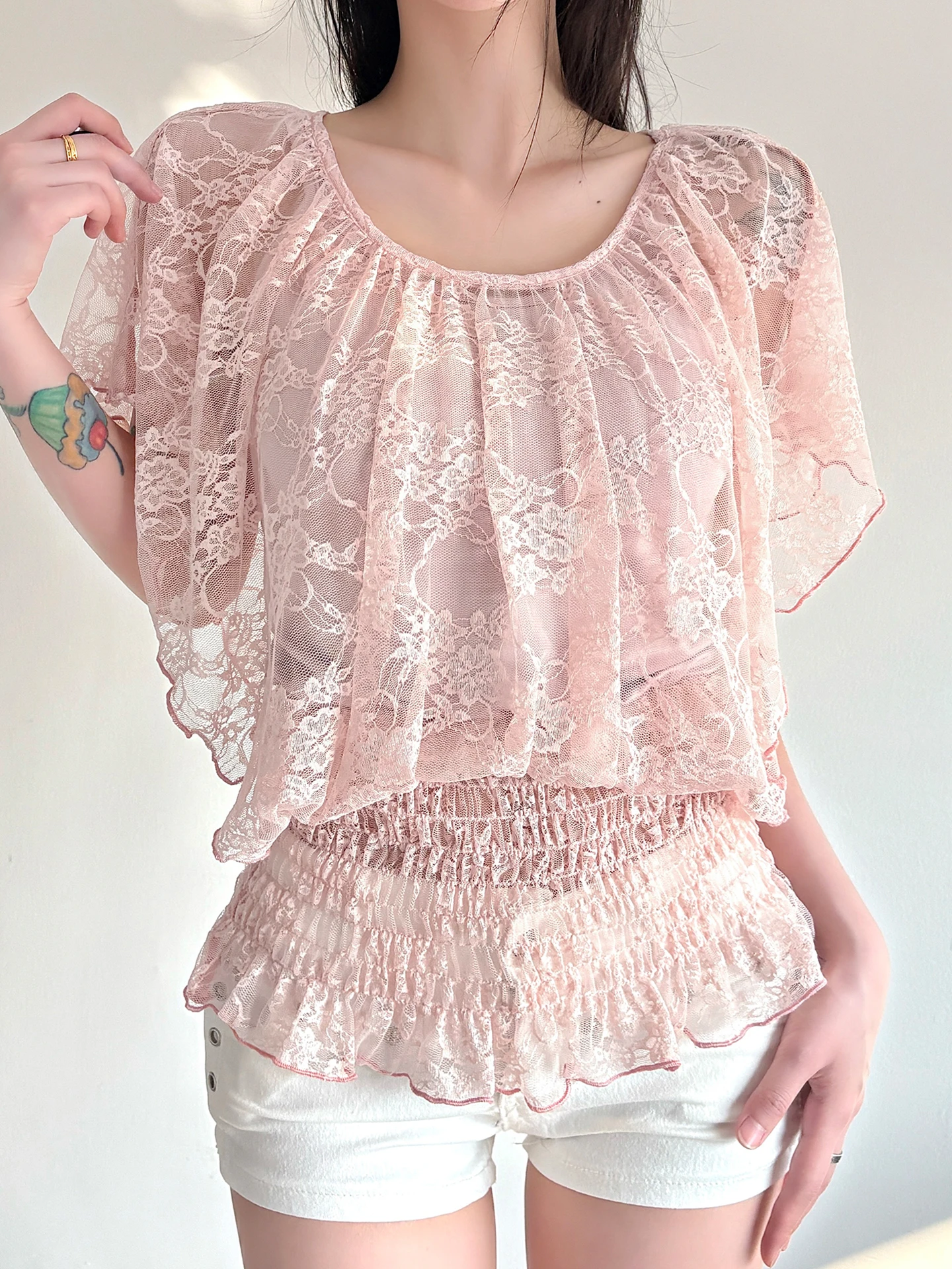 WEEKEEP Pure Desire Girl round Neck Tie Waist Lace Short Sleeve T-shirt Street Style Fake Two-Piece Design Sensation Women's Top
WEEKEEP Pure Desire Girl round Neck Tie Waist Lace Short Sleeve T-shirt Street Style Fake Two-Piece Design Sensation Women's Top