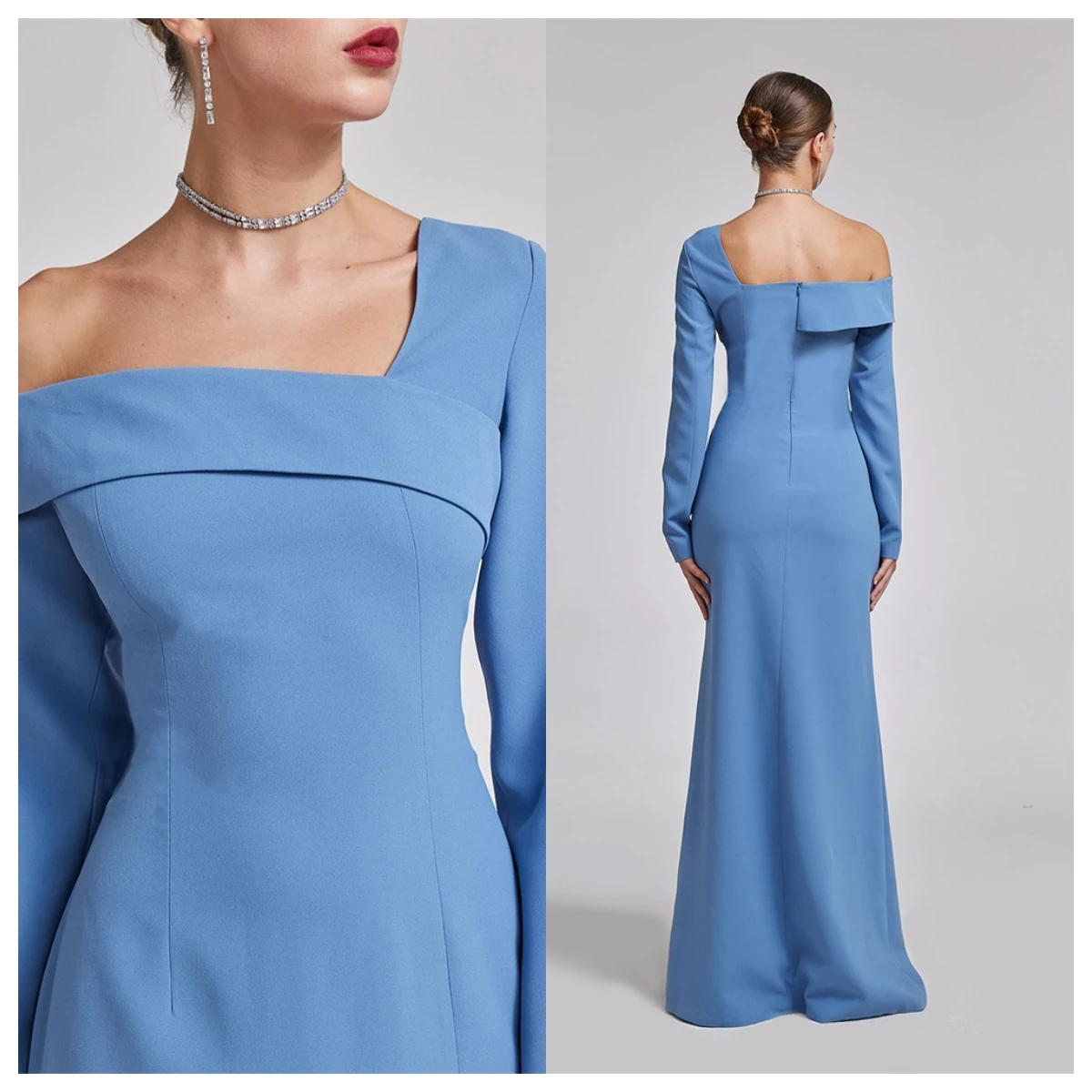 Customized Customized Temperament Blue Jersey Evening Dress One Shoulder Long Sleeves Celebrity Gowns Modern Special Occasion G
Customized Customized Temperament Blue Jersey Evening Dress One Shoulder Long Sleeves Celebrity Gowns Modern Special Occasion G