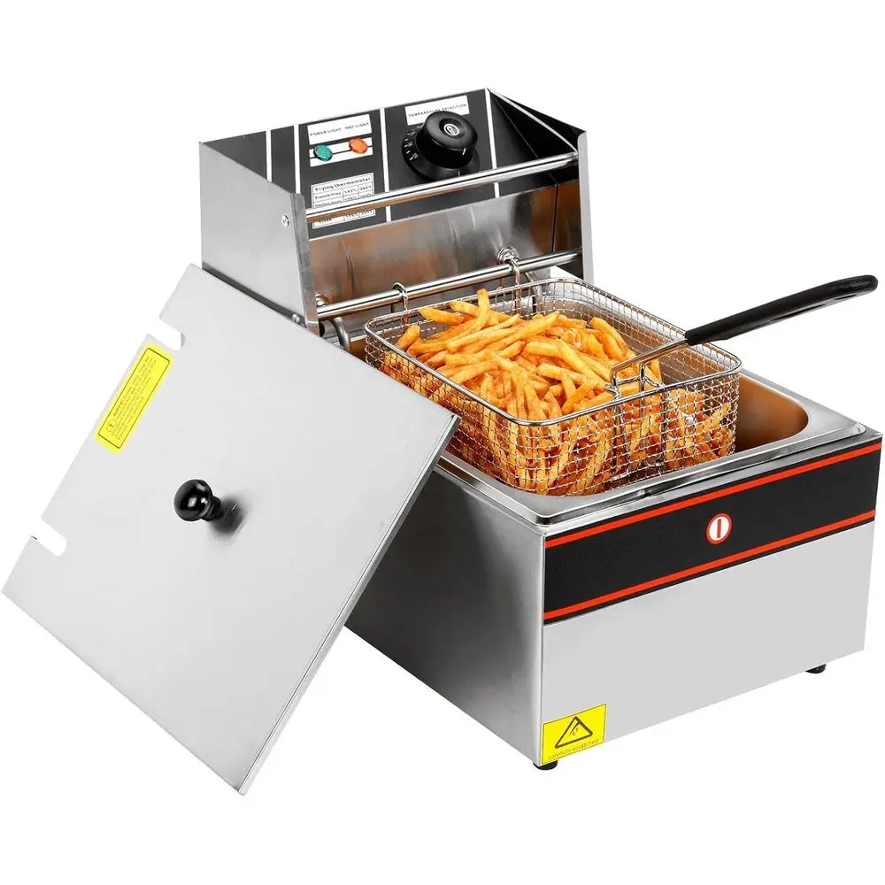 6L Commercial Electric Deep Fryer with Proportional Control and Basket for Restaurant Kitchen Use
6L Commercial Electric Deep Fryer with Proportional Control and Basket for Restaurant Kitchen Use