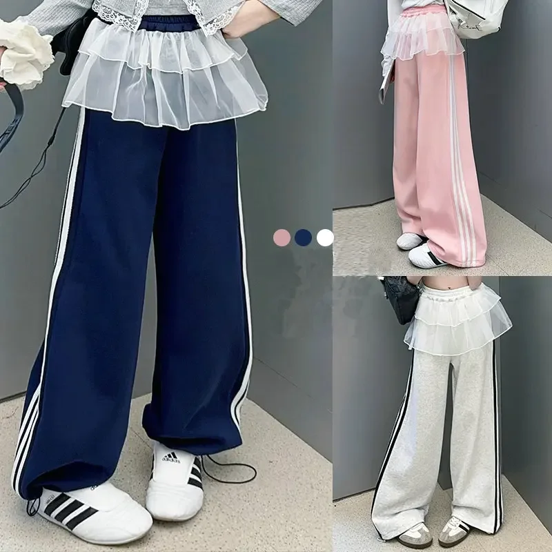 spring teen girls pants pantalon fille Lace patchwork straight leg wide leg pants junior kids design floor trousers 4-14 clothes
spring teen girls pants pantalon fille Lace patchwork straight leg wide leg pants junior kids design floor trousers 4-14 clothes