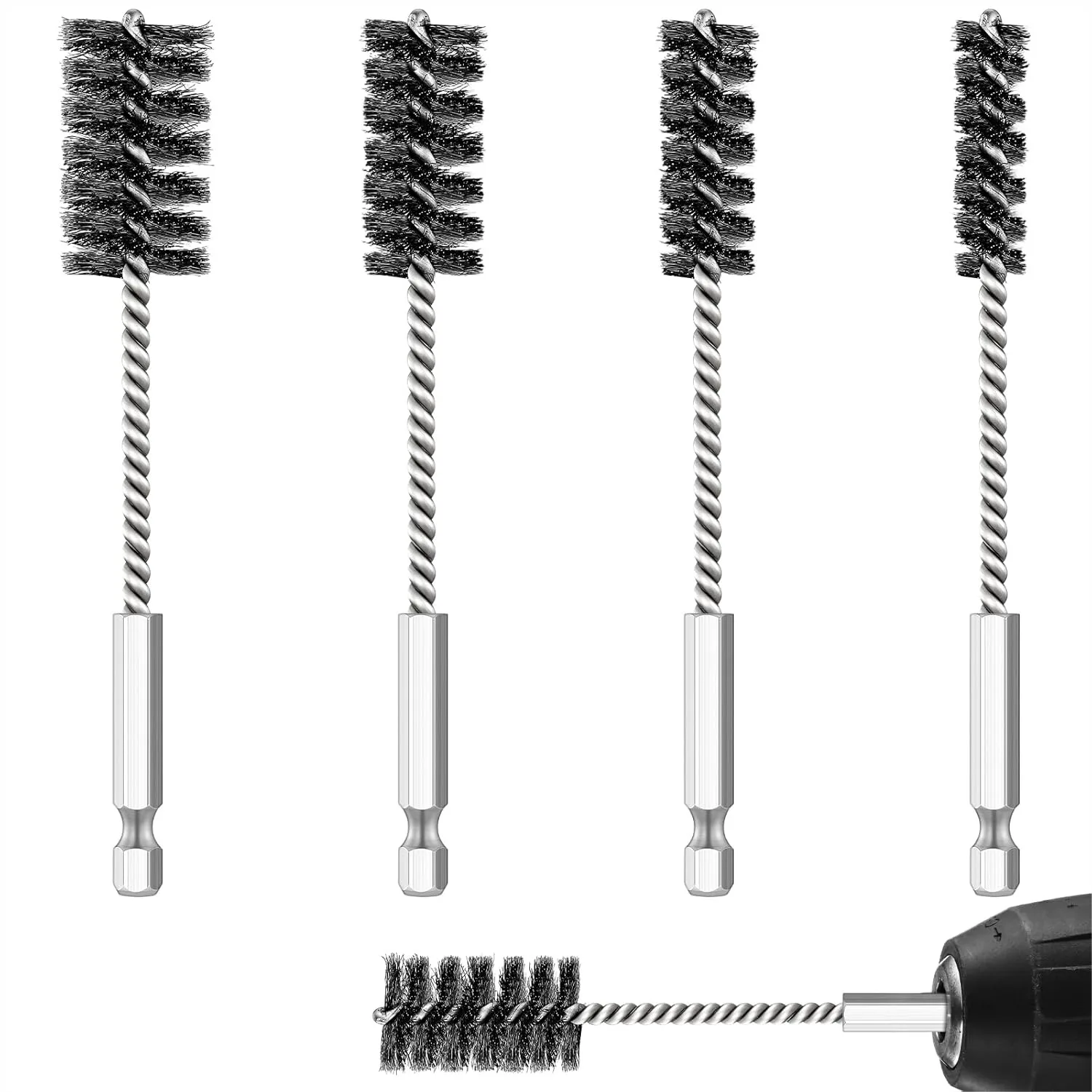 4 Pcs Stainless Steel Wire Brush Set For Drill With Hex Shank Handle 3/8 1/2 3/4 7/8 Inch For Cleaning Ports Tubes Bearings
4 Pcs Stainless Steel Wire Brush Set For Drill With Hex Shank Handle 3/8 1/2 3/4 7/8 Inch For Cleaning Ports Tubes Bearings