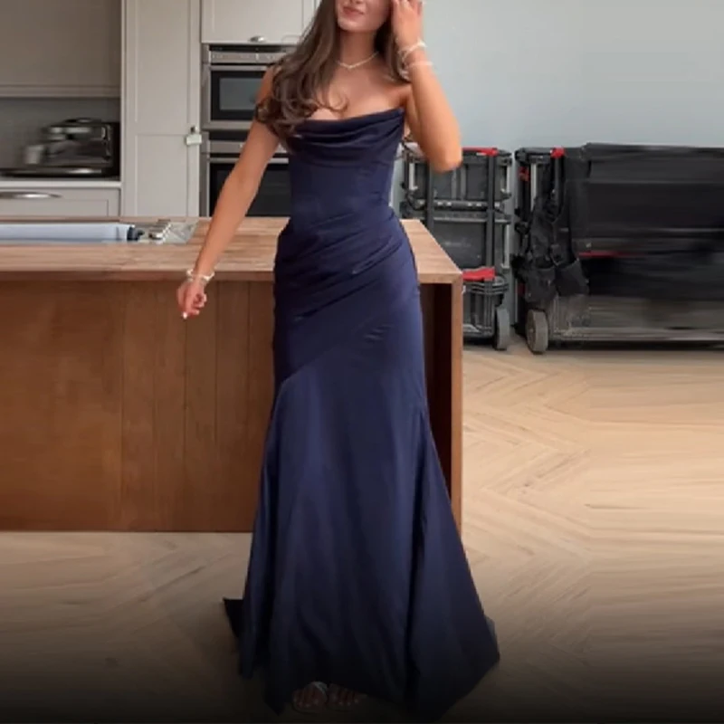Sexy Strapless Ribbon Sleeveless Dress Temperament Pleated Off Shoulder A-line Elegant Solid Cinched Waist Backless Party Dress
Sexy Strapless Ribbon Sleeveless Dress Temperament Pleated Off Shoulder A-line Elegant Solid Cinched Waist Backless Party Dress