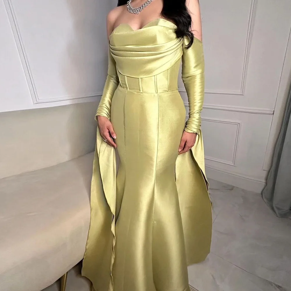 Customized Elegant Straight Floor Length Strapless Long Sleeves Satin Pleats Evening Dress Fashion Photo Color Custom Size Celeb
Customized Elegant Straight Floor Length Strapless Long Sleeves Satin Pleats Evening Dress Fashion Photo Color Custom Size Celeb