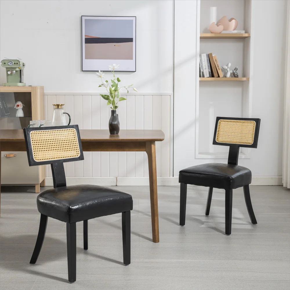 Heng Ming T back imitates rattan dining chair with PU cushion with adjustable foot pad
Heng Ming T back imitates rattan dining chair with PU cushion with adjustable foot pad