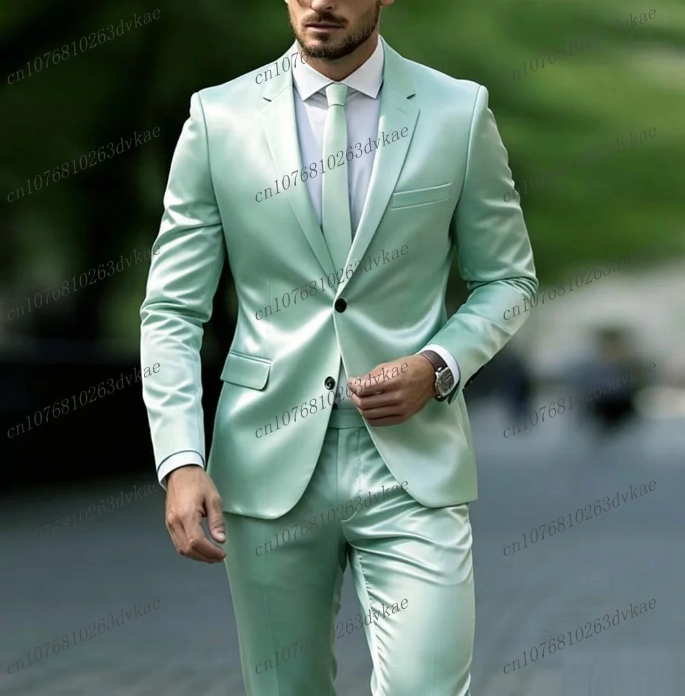 New Mint Green Acetate Satin Men Suit Party Prom Special Business Groom Groomsman Wedding Male Tuxedos 2 Piece Set Blazer Pants
New Mint Green Acetate Satin Men Suit Party Prom Special Business Groom Groomsman Wedding Male Tuxedos 2 Piece Set Blazer Pants