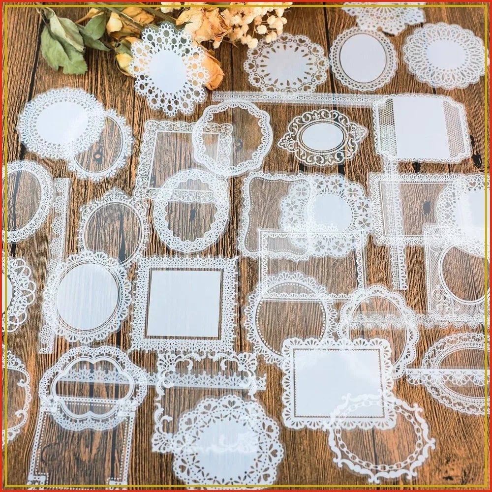 120 Pcs Lace Scrapbook Stickers, Waterproof Transparent PET Stickers for DIY Album Decoration
120 Pcs Lace Scrapbook Stickers, Waterproof Transparent PET Stickers for DIY Album Decoration