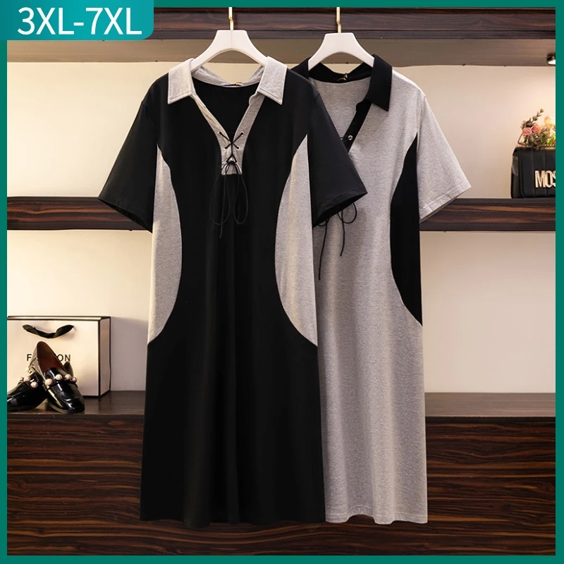 New 2022 Summer Plus Size Dress For Women Large Size Loose Short Sleeve Gray Cotton V-neck Midi Dress 3XL 4XL 5XL 6XL 7XL
New 2022 Summer Plus Size Dress For Women Large Size Loose Short Sleeve Gray Cotton V-neck Midi Dress 3XL 4XL 5XL 6XL 7XL