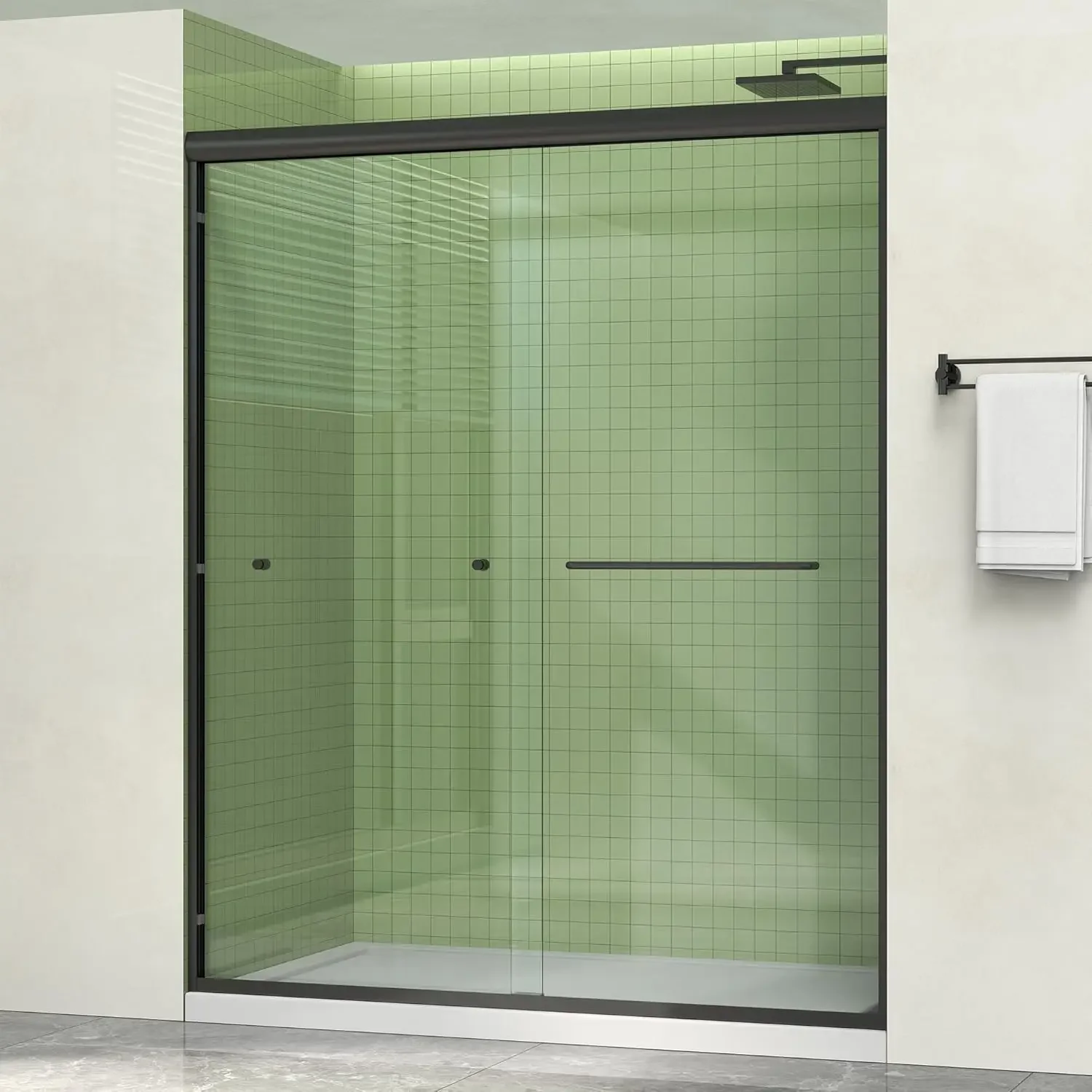 Shower Door 56-60" W x 72" H Bypass Sliding Shower Door, 1/4 inch Clear Tempered Glass Door for Walk-in Shower Matte Black
Shower Door 56-60" W x 72" H Bypass Sliding Shower Door, 1/4 inch Clear Tempered Glass Door for Walk-in Shower Matte Black
