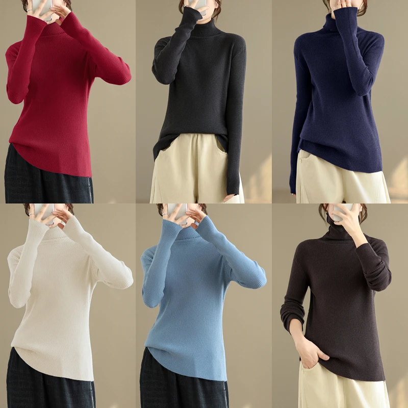 Женский вязаный свитер с длинными рукавами, высоким воротником, эластичный, облегающий, осенне-зимний, новый базовый слой, внутренняя одежда, топ
Женский вязаный свитер с длинными рукавами, высоким воротником, эластичный, облегающий, осенне-зимний, новый базовый слой, внутренняя одежда, топ