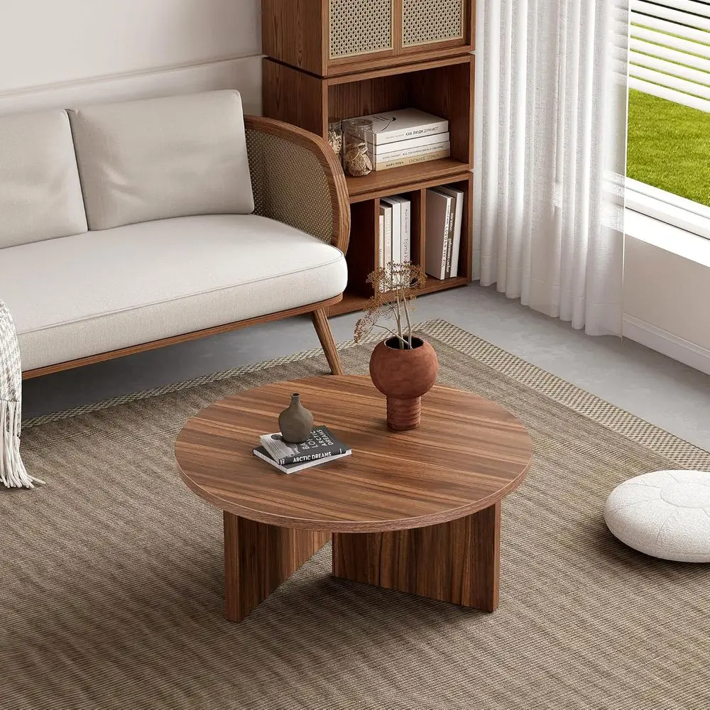31.5 Round Walnut Coffee Table for Living Spaces - Low Profile, Easy Assembly
31.5 Round Walnut Coffee Table for Living Spaces - Low Profile, Easy Assembly