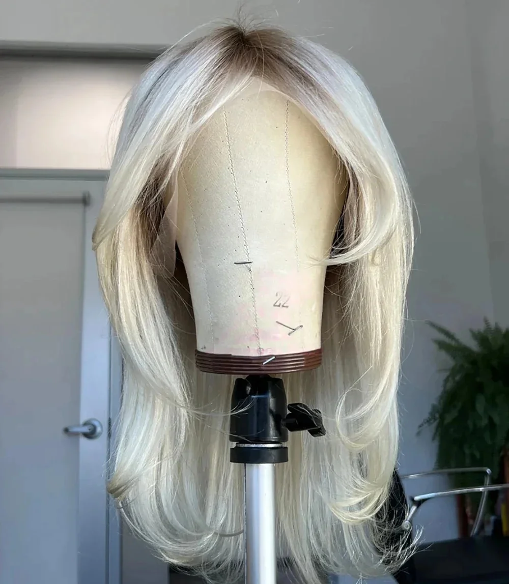 Synthetic Ombre Ash Blonde Wig 13x4 Lace Front with Bangs Pre-Plucked Soft Straight Hair Bob Lace Frontal Wig for Women
Synthetic Ombre Ash Blonde Wig 13x4 Lace Front with Bangs Pre-Plucked Soft Straight Hair Bob Lace Frontal Wig for Women