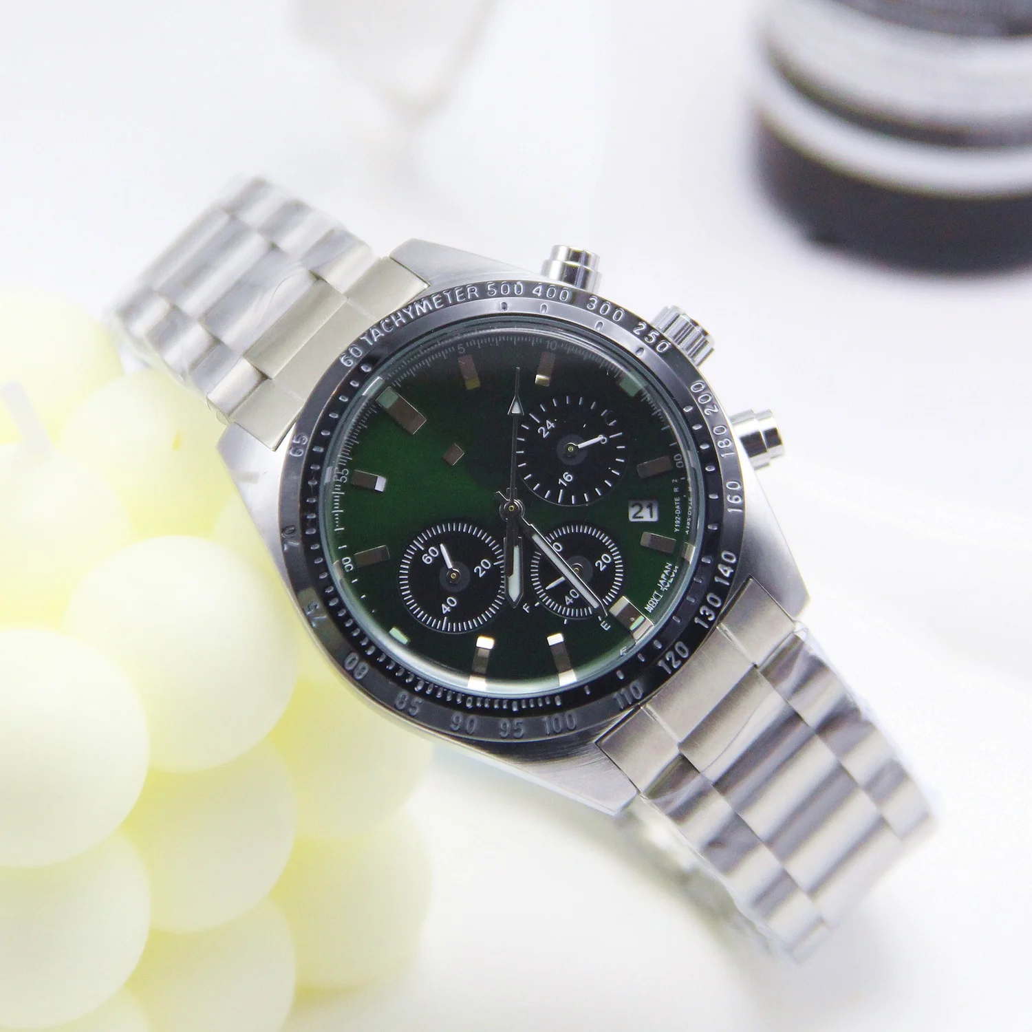 Men's Chronograph Watch Black Leather Strap 100M Waterproof Quartz Business Wristwatch with Date
Men's Chronograph Watch Black Leather Strap 100M Waterproof Quartz Business Wristwatch with Date