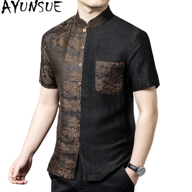 AYUNSUE 100% Real Mulberry Silk Shirts for Man High Quality 2026 Watered Gauze Tops Fashion Short Sleeve Shirt Casual Tee Shirt
AYUNSUE 100% Real Mulberry Silk Shirts for Man High Quality 2026 Watered Gauze Tops Fashion Short Sleeve Shirt Casual Tee Shirt