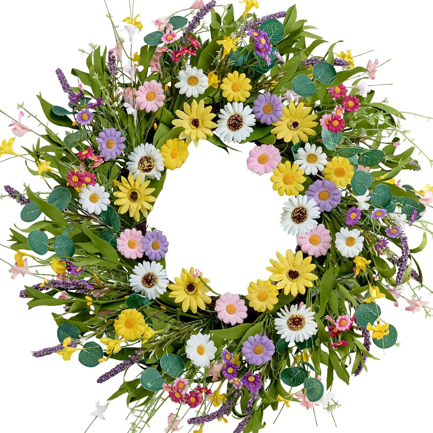 Spring Wreath 22 Inch Artificial Summer Wreath with Yellow Daisy Flowers Green Eucalyptus Leaves Lavender Spring Wreaths for Front Door Home Farmhouse Porch Wall Easter Festival
Spring Wreath 22 Inch Artificial Summer Wreath with Yellow Daisy Flowers Green Eucalyptus Leaves Lavender Spring Wreaths for Front Door Home Farmhouse Porch Wall Easter Festival
