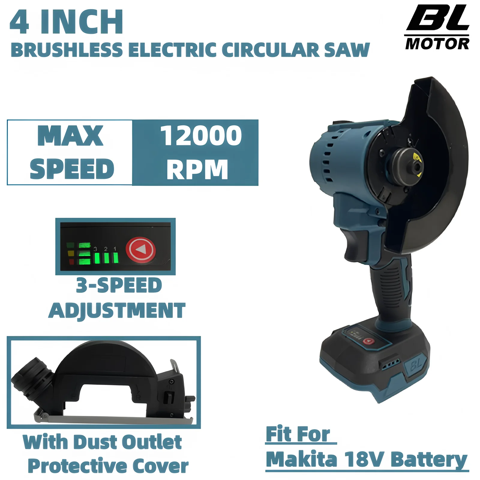 4 Inch Brushless Angle Grinder 3 Speed Cutting Metal GrinderCordless Mini CUT OFF Tool Hight Power Tool For Makita 18V Battery
4 Inch Brushless Angle Grinder 3 Speed Cutting Metal GrinderCordless Mini CUT OFF Tool Hight Power Tool For Makita 18V Battery
