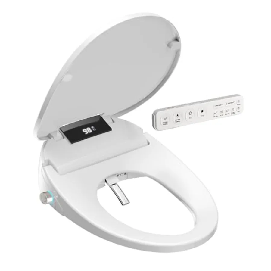 Bidet toilet seat for home bathroom use, ABS plastic, white, warm water wash, air dryer, heated seat, remote control, LED displ
Bidet toilet seat for home bathroom use, ABS plastic, white, warm water wash, air dryer, heated seat, remote control, LED displ