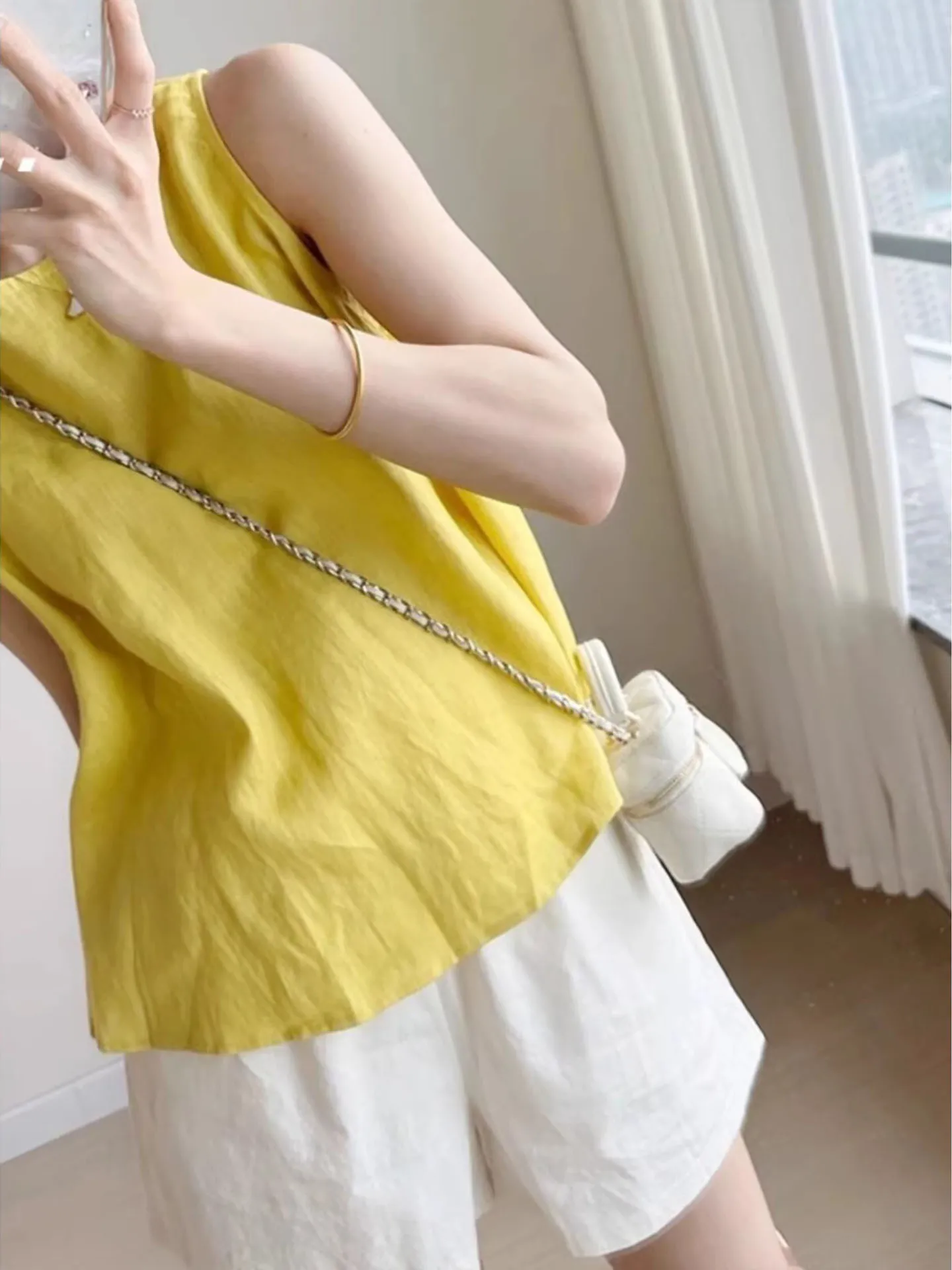 Ele Cotton Linen Vest Top Women's ort Svel Summer New Design Faion Set round Neline Slim Fit Chinese Brand
Ele Cotton Linen Vest Top Women's ort Svel Summer New Design Faion Set round Neline Slim Fit Chinese Brand