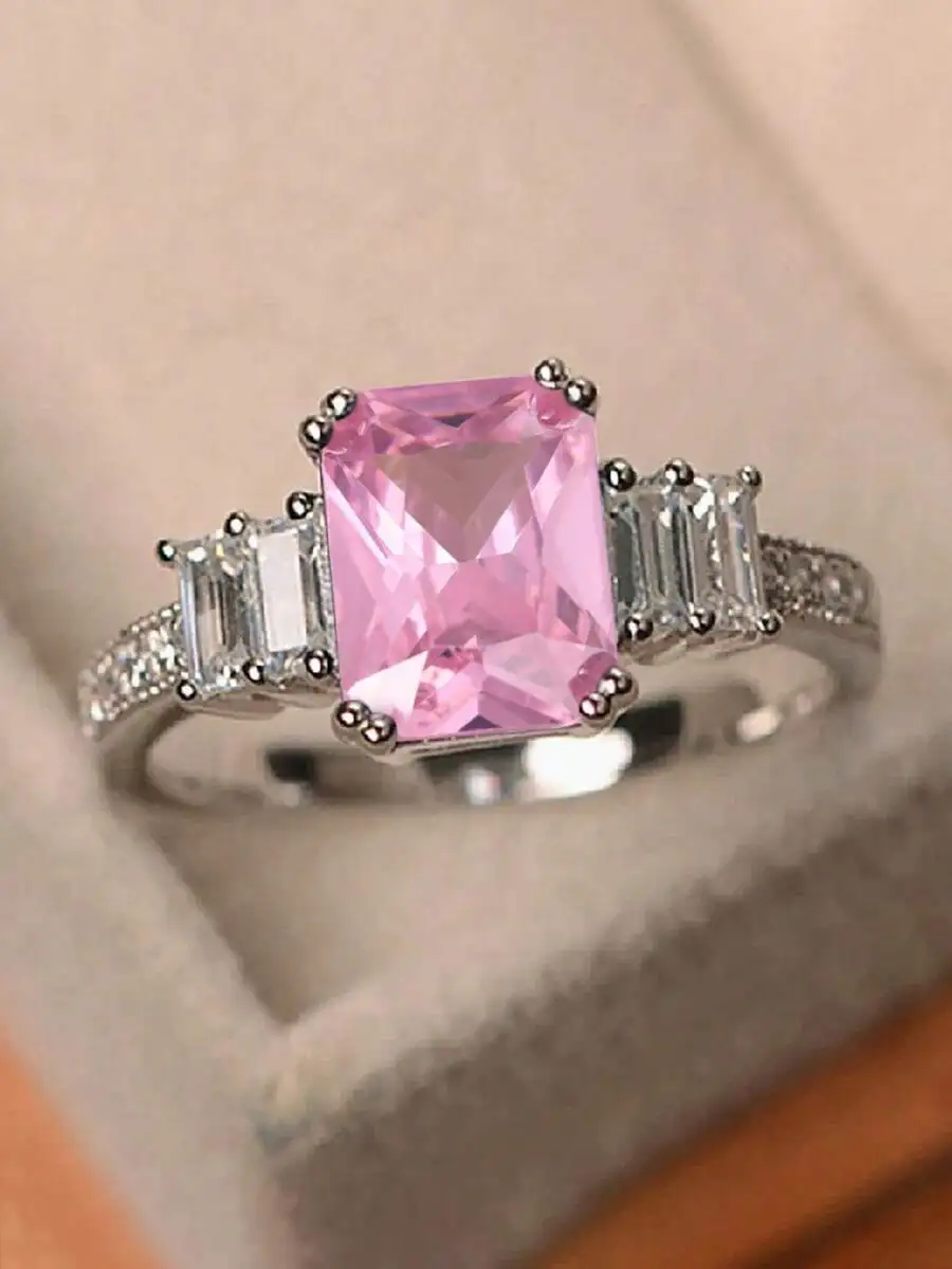 Elegant Square Pink Cubic Zirconia Ring For Women Engagement Wedding Anniversary Gift
Elegant Square Pink Cubic Zirconia Ring For Women Engagement Wedding Anniversary Gift