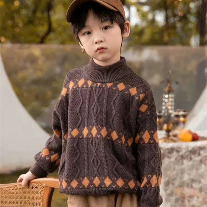 Boys Sweater Wool Coat Kids Tops Knitting 2024 Brown Spring Autumn Plus Thicken Cottons Pullover Teenagers Children's Clothing
Boys Sweater Wool Coat Kids Tops Knitting 2024 Brown Spring Autumn Plus Thicken Cottons Pullover Teenagers Children's Clothing