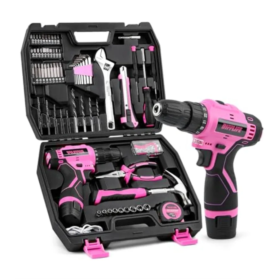 Power Drill Drivers Tool Set with 12V Cordless Drill, Professional Household Home Tools Kit Set, DIY Pink Electric Drill Cordle
Power Drill Drivers Tool Set with 12V Cordless Drill, Professional Household Home Tools Kit Set, DIY Pink Electric Drill Cordle