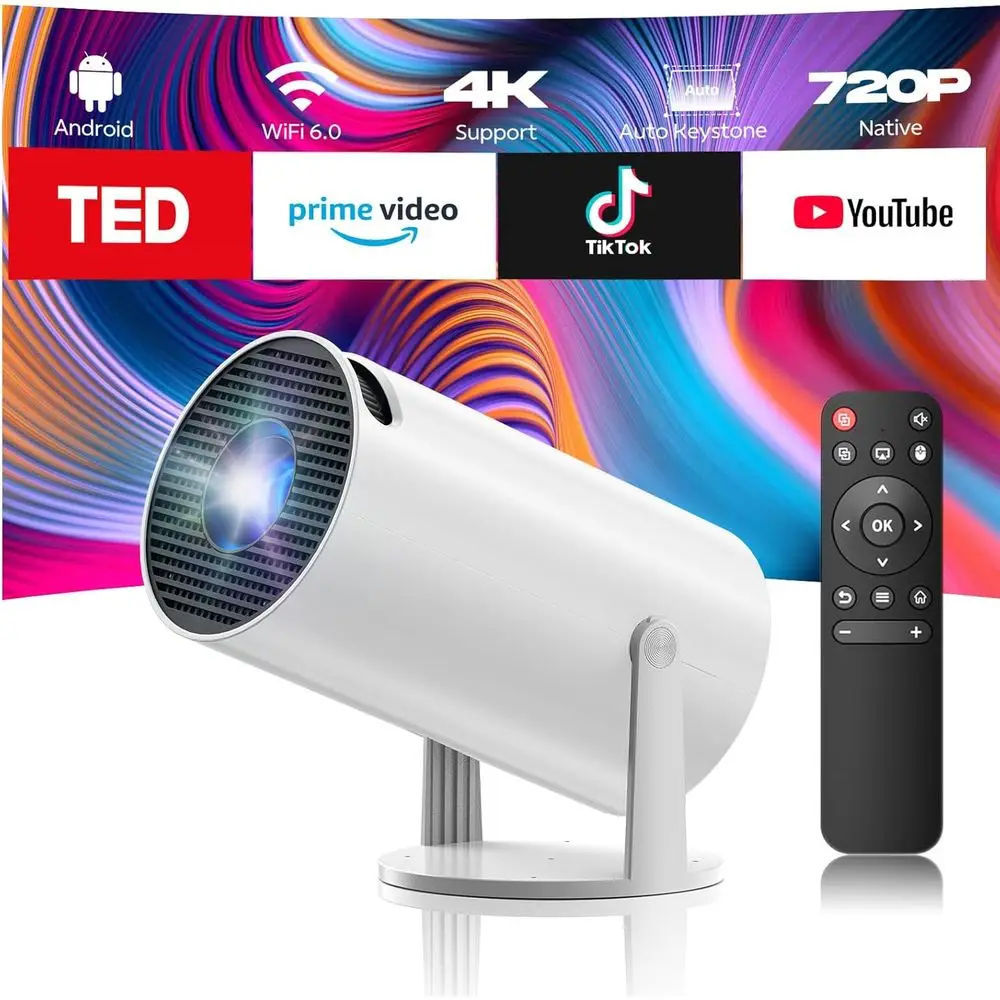 Portable 4K 1080P Mini Projector with 220° Rotation, Bluetooth, and HDMI/iPe/TV Stick Compatibility for Indoor Movie Nights
Portable 4K 1080P Mini Projector with 220° Rotation, Bluetooth, and HDMI/iPe/TV Stick Compatibility for Indoor Movie Nights